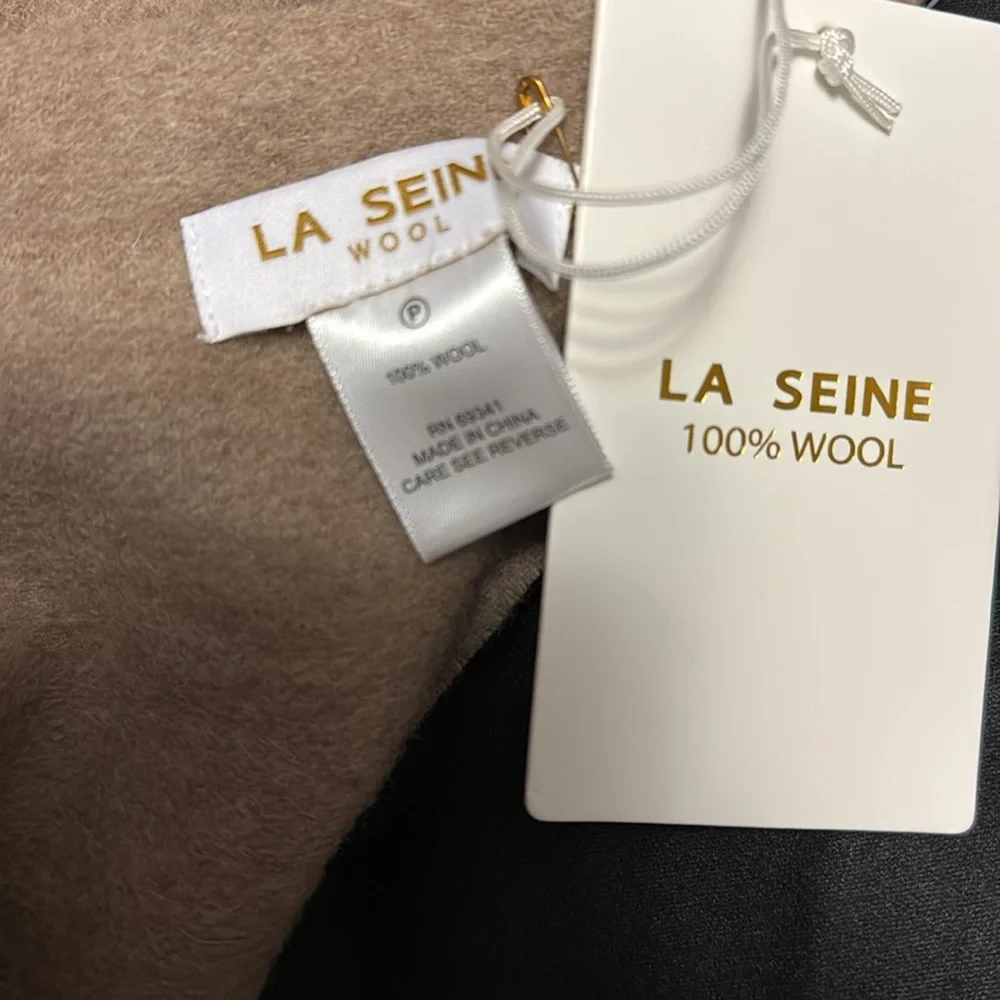 Embroidered 3D Floral Tan Wool Scarf, new